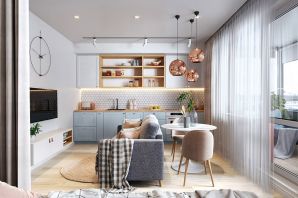 Маленькая кухня гостиная дизайн интерьер