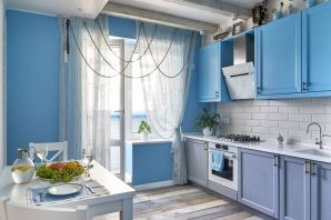 Дизайн кухни в голубых тонах