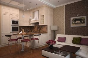 Кухня гостиная дизайн интерьер в квартире