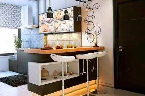 Дизайн маленькой кухни с барной стойкой