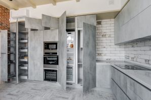 Кухня серый бетон