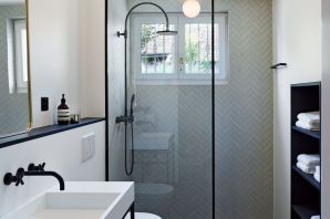 Дизайн длинной ванной комнаты