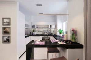 Дизайн кухни совмещенной с комнатой