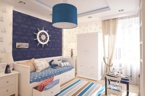 Дизайн голубой детской комнаты