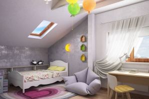 Дизайн детской комнаты на мансардном этаже