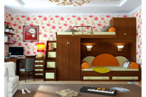 Детская комната с кроватью и диваном