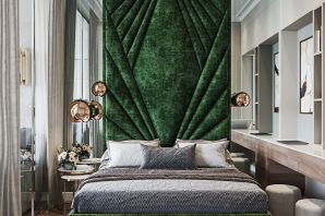 Дизайн зеленой спальни