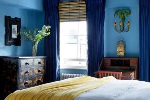 Спальня в сине желтых тонах