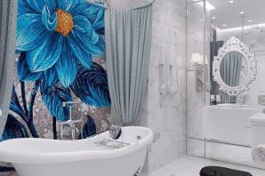 Дизайн голубых ванных комнат
