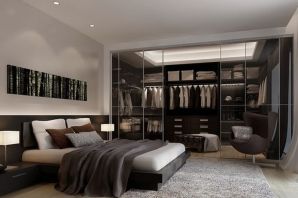 Спальня с гардеробной и санузлом дизайн