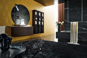 Черно золотая ванная комната