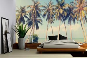 Обои с пальмами в спальне