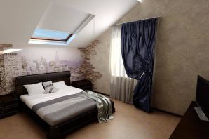 Спальня с неровным потолком