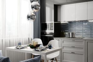 Сочетание серого цвета в интерьере кухни