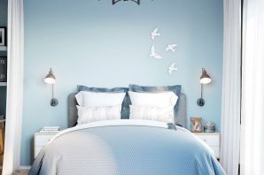 Голубой интерьер спальни