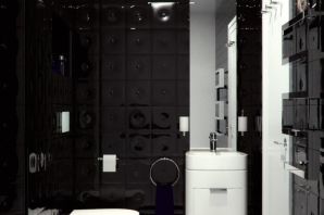 Черно белая ванная комната с душевой