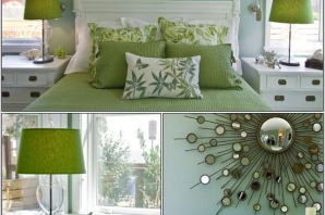 Сочетание зеленого цвета в интерьере спальни