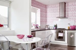 Серо розовый цвет в интерьере кухни