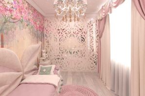 Розовые обои на стену в комнату