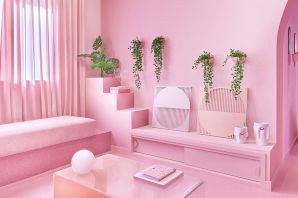 Гостиная в розовом цвете