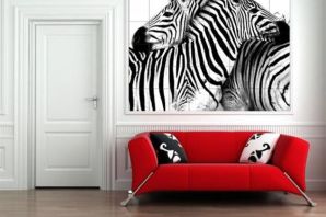Обои зебра в интерьере гостиной