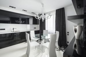 Дизайн бело черной кухни современной