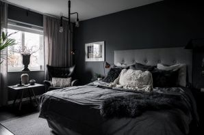 Интерьер спальни в черном цвете