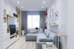 Светлый дизайн однокомнатной квартиры