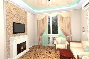 Дизайн зала в квартире с камином