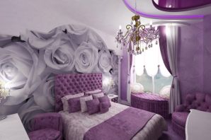 Спальня в серо лиловых тонах