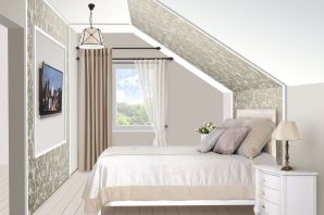 Мансарда современный дизайн спальни