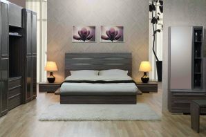Спальня с мебелью цвета венге