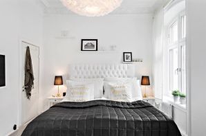 Маленькая спальня в черно белых тонах