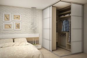 Дизайн маленькой спальни со шкафом купе
