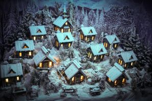 Сказочный домик в лесу зимой