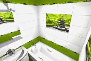 Серо зеленая плитка в ванную