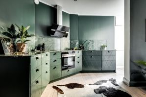 Серо зеленый кухонный гарнитур