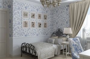 Дизайн спальни с обоями в цветочек