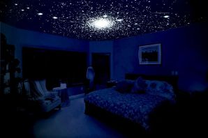 Натяжной потолок звездное небо в спальне