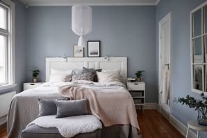 Голубая спальня в скандинавском стиле