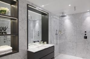 Интерьеры ванных комнат с полотенцесушителем