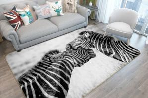 Ковер зебра в интерьере гостиной