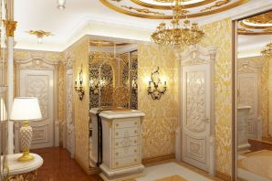 Ванная комната в бело золотых тонах