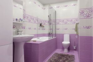 Бело фиолетовая ванная комната