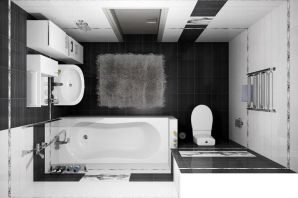 Дизайн ванной комнаты в черно белом цвете