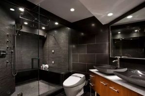 Интерьер ванной комнаты в темных тонах
