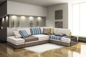 Современный угловой диван в гостиную