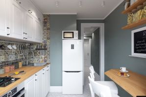 Дизайн кухни с большим холодильником