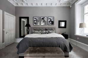 Серый цвет стен в спальне