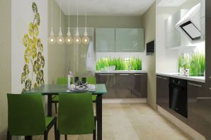 Зеленые стены в интерьере кухни
